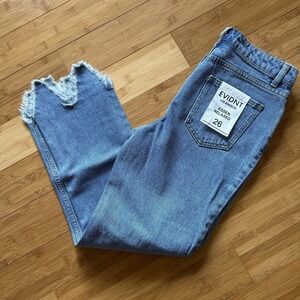 EVIDNT LA Essen relaxed jeans size 26 raw hem distressed straight leg